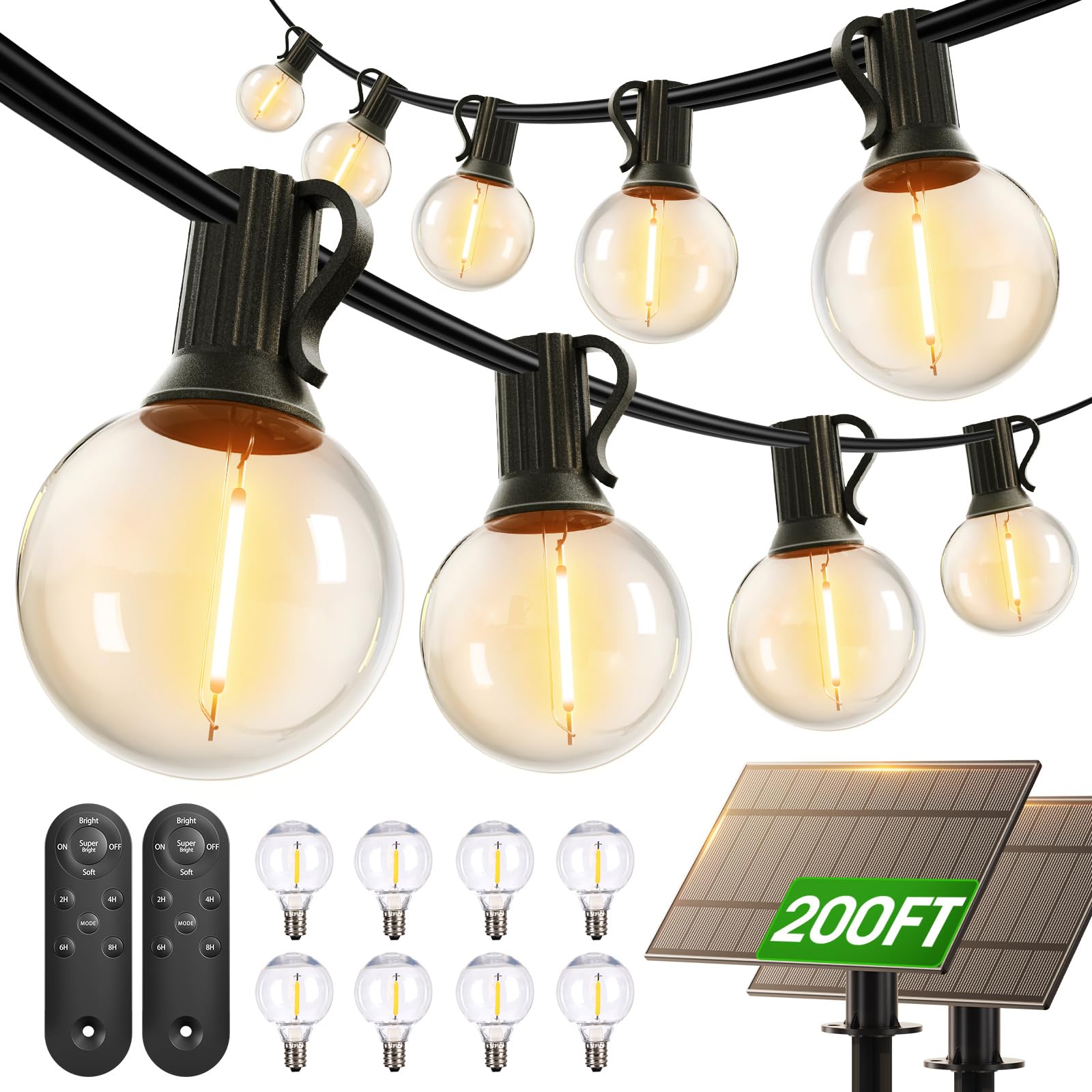 ライト・ランタン A&N 10th ANNIVERSARY solol addlon 200FT(2 Pack*100FT) Solar String Lights Outdoor Waterproof